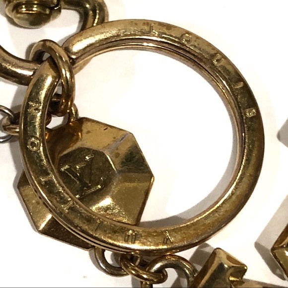 Auth Louis Vuitton Facettes M65216 Logo Gold Bag Key Charm Keychain Key Holder - Picture 9 of 11